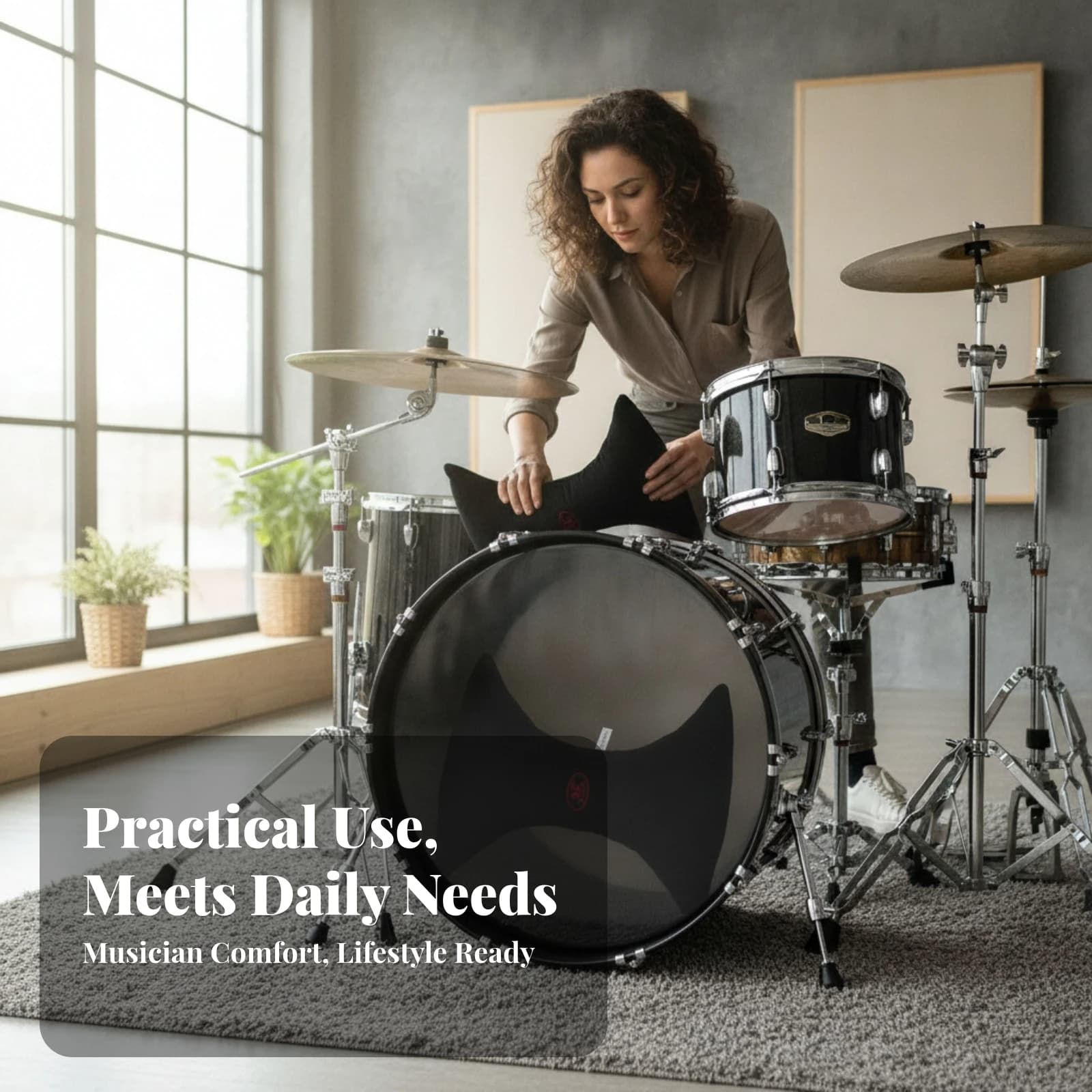 Reduce Overtones Padded Bass Drum Muffling Pillow Bass Drum Dampening Pillow Widened Ends Music Accessory