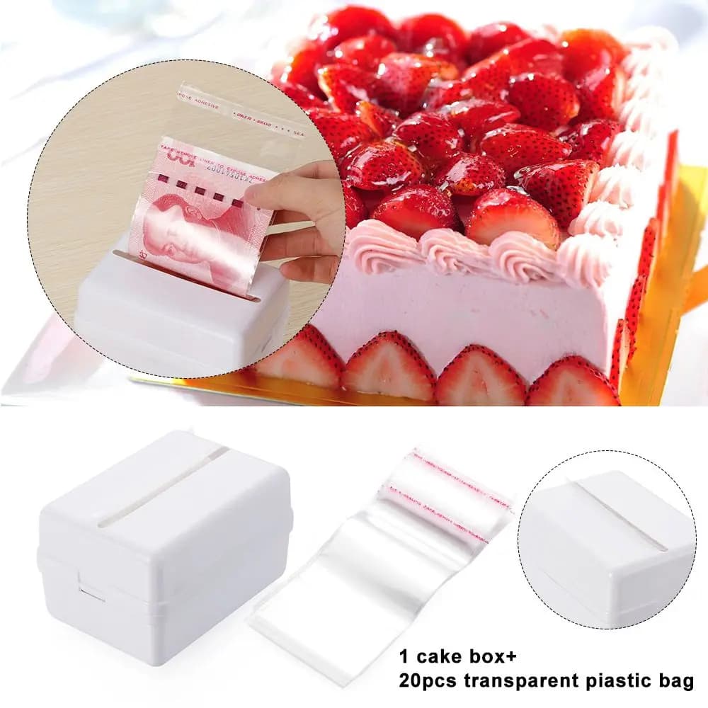 Funny Party Decoration Gift Happy Birthday Cake ATM Storage Boxes Cake Topper Surprise Money Box