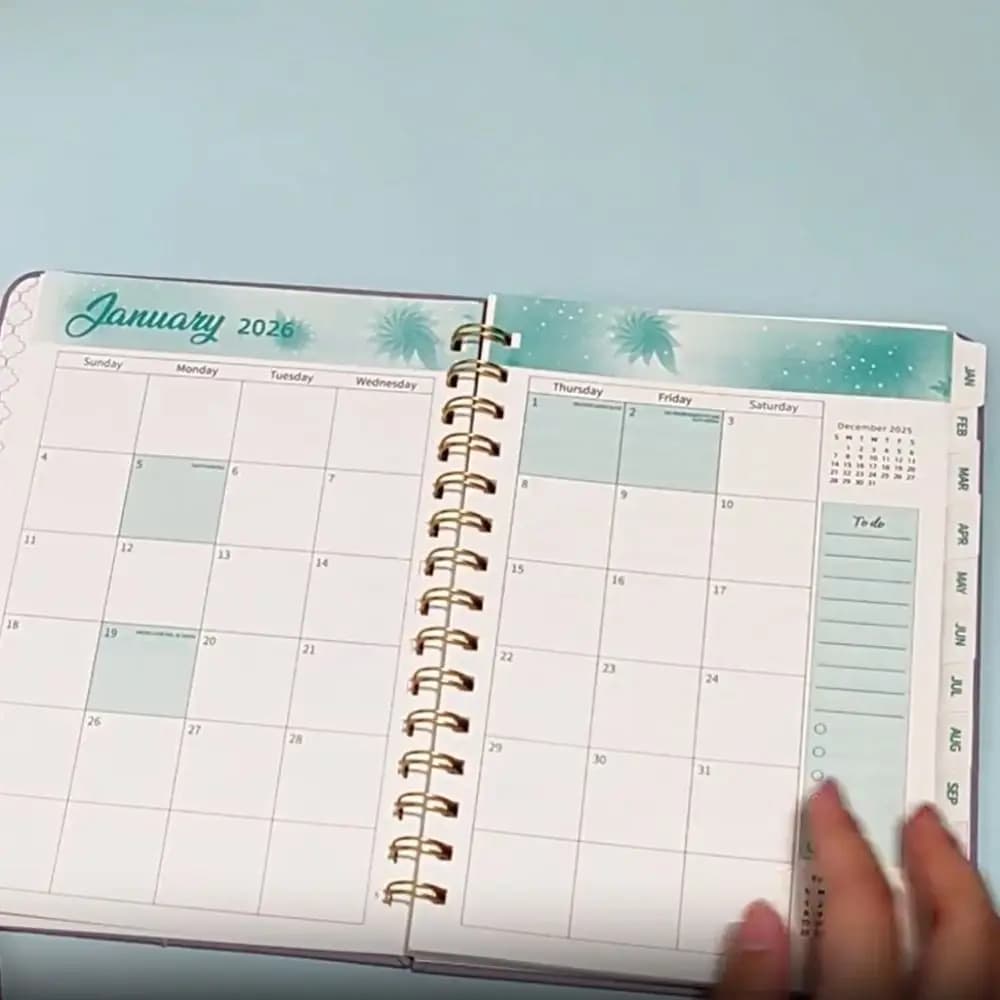 Agenda Settimanale e Mensile A5 2026 con Copertina in Pelle PU, Pianificatore Giornaliero da Completare, Blocco Note Calendario con Cinghia e Spirale, Quaderni per Appuntamenti