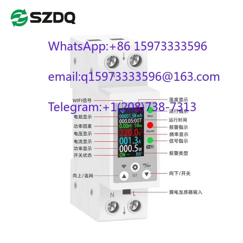 WiFi Tuya Smart Digital Display Multi-function Rail Voltage Ammeter Metering Mobile Phone Remote Control