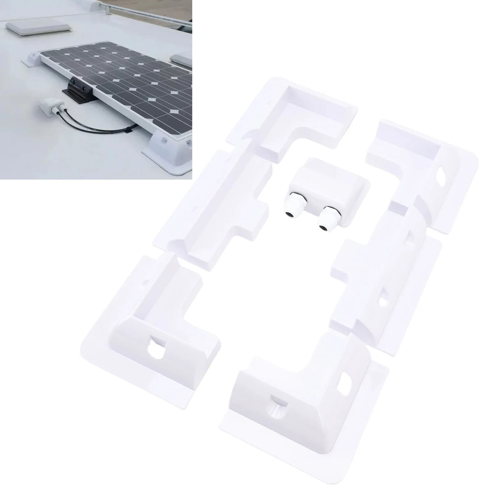Staffe angolari in ABS per pannello solare Kit staffe di montaggio per pannello solare ampiamente utilizzato per camper Veicoli Capannoni Garage Bianco