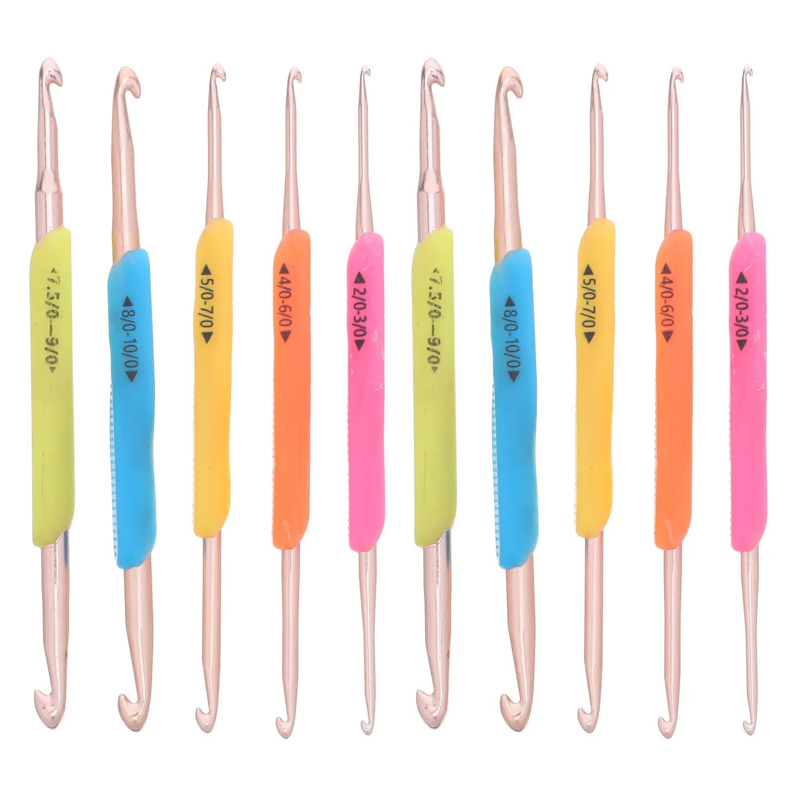 Set di 10 uncinetti a doppia testa con impugnatura morbida, extra lunghi ed ergonomici in plastica, per filati spessi, coperte e sciarpe