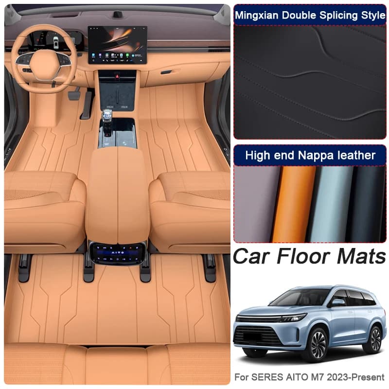 Custom nappa leather car protective mat for SERES AITO M7 2023-Present Anti-slip luxury waterproof floor accessory for car