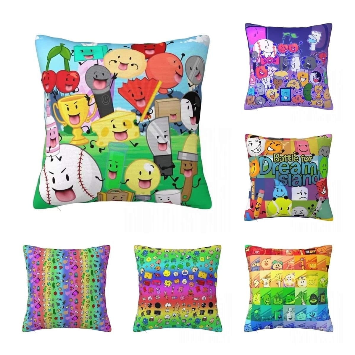 BFDI Inanimate Insanity Cartoon Square Pillow Cases Battle for Dream Island Cushion Cover Custom Zipper Pillowcase for Sofa 18"
