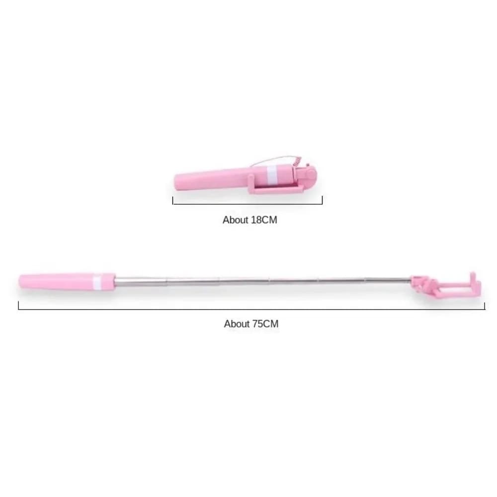 Mini Bastone Selfie Retrattile con Controllo a Filo, Connettore da 3,5mm e Type-C, Portatile e Maneggevole