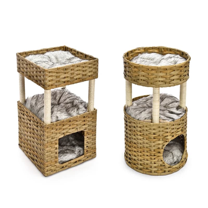 Morbido cuscino del letto degli alberi del gatto del rattan alla moda durevole dei mobili del gatto con tiragraffi
