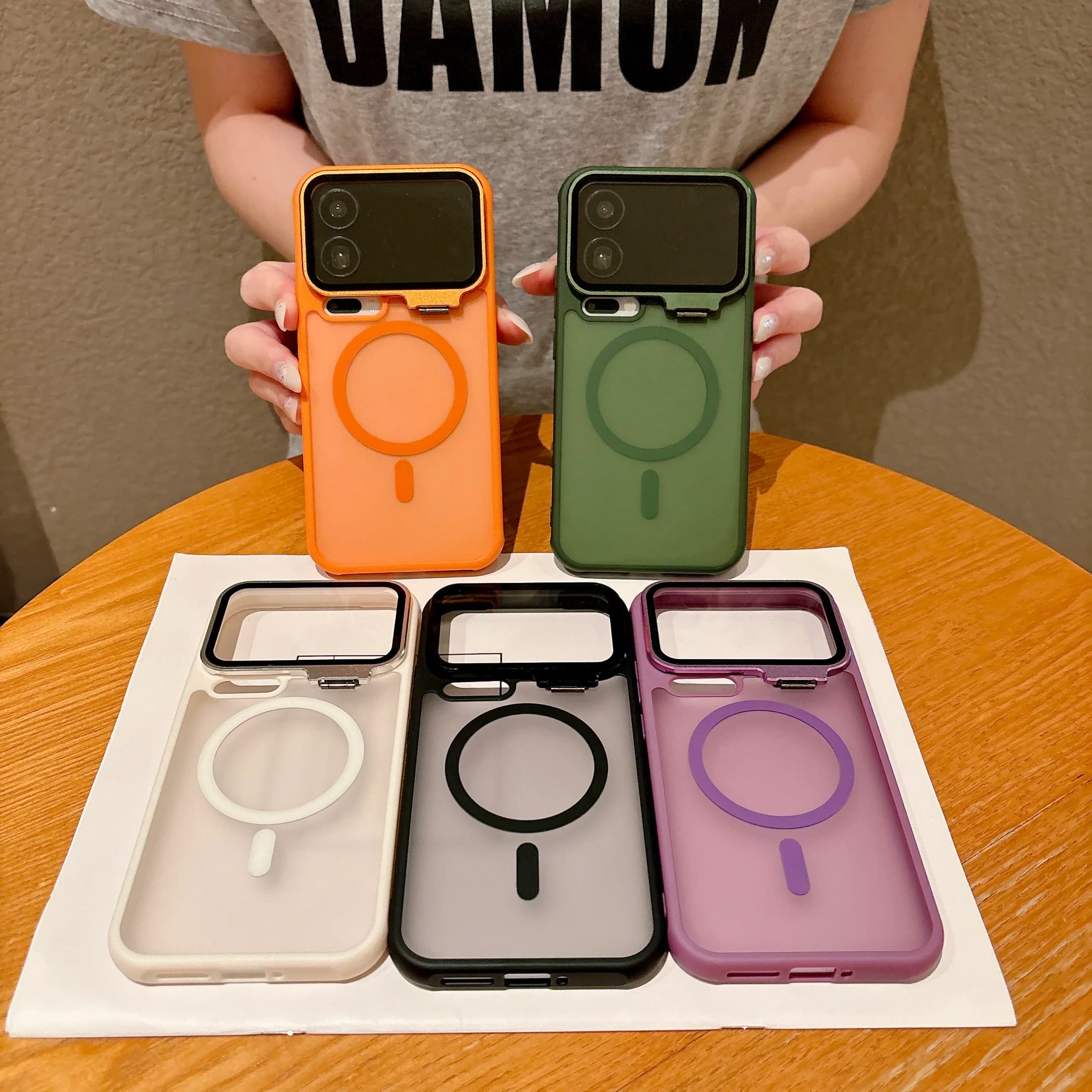 Translucent Wireless Charging Magnetic Phone Case For Xiaomi 17 Pro Max Mi17 Pro, Lens Kickstand Glass Camera Protection Cover