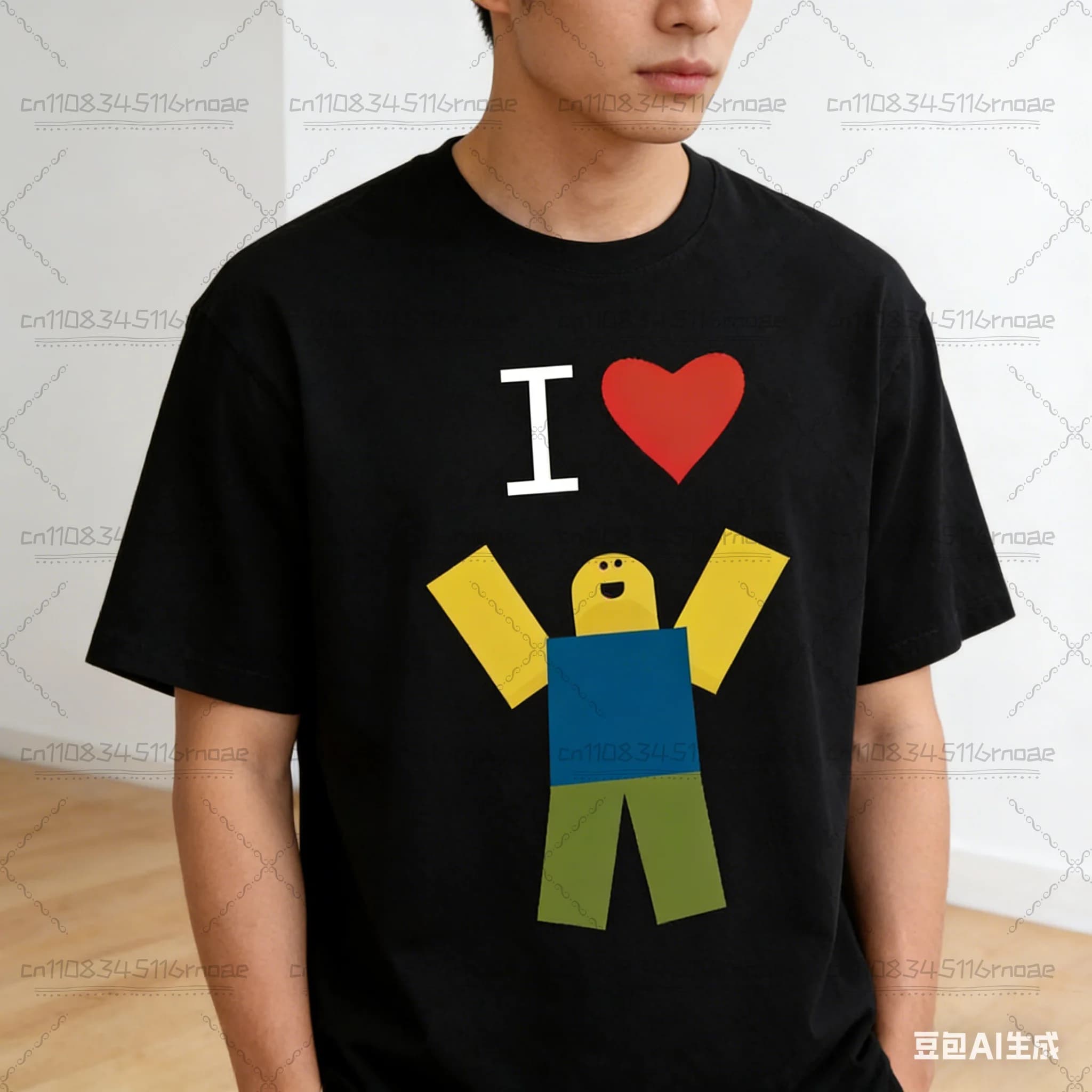 Nuova maglietta a maniche corte in cotone per il gioco dei cartoni animati del mondo virtuale ROBLOX per uomini e donne, maglietta ampia a maniche corte con scollo a O per bambini