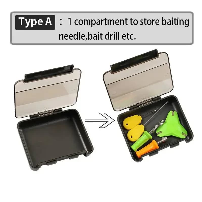 1X Boxes mini compartments for carp fishing gear 1, 4,12 compartments (6 + 6) Easy access to equip Prevents orange and hook Tool