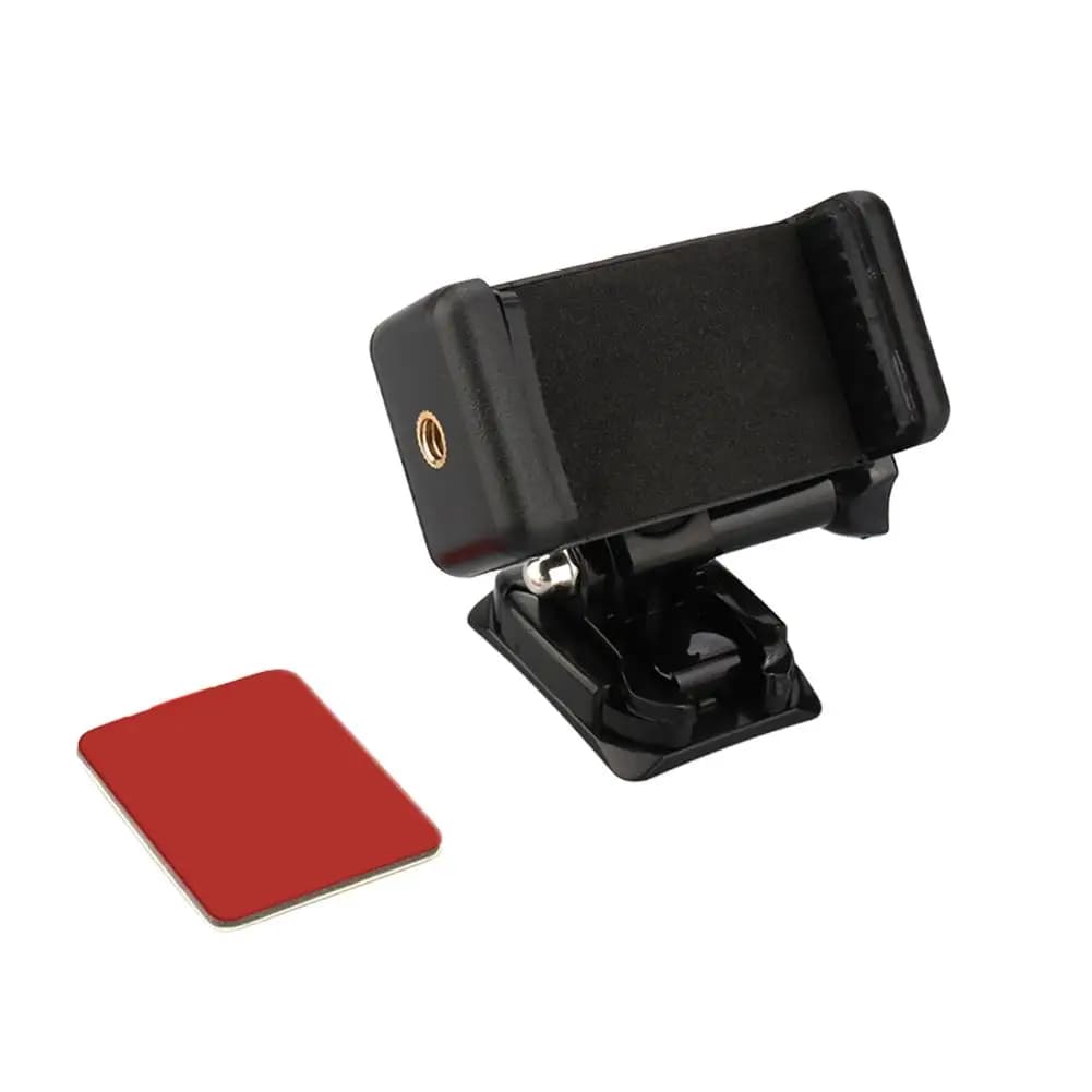 Supporto per fotocamera per telefono per casco Accessori fissi per guida in moto Base rotante per scattare foto Telefono orizzontale e morsetto verticale O0I0