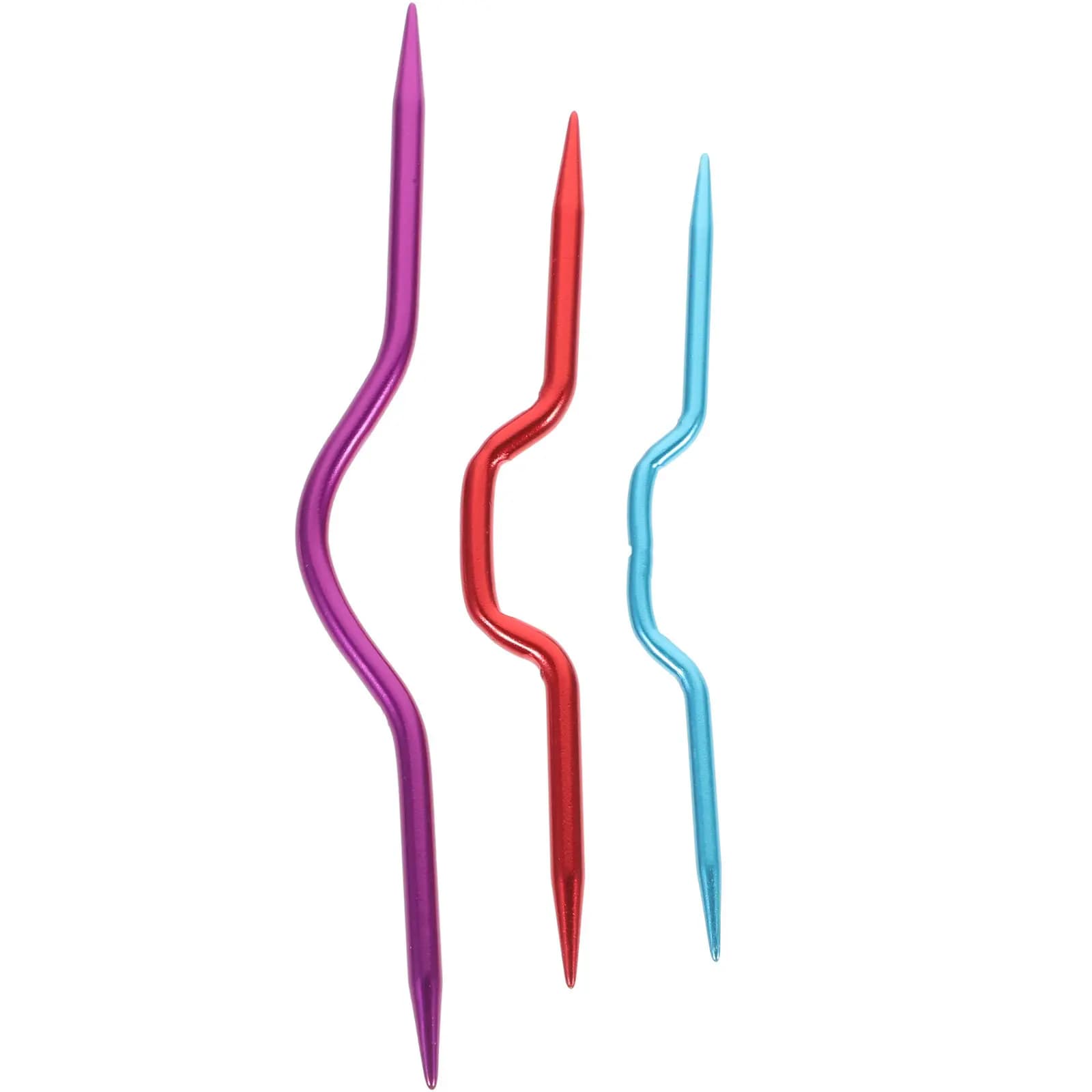 Set di 3 Ferri da Maglia Curvi con Supporti per Punti, Strumenti per Lavoro a Maglia, Lunga Durata, Impugnatura Comoda, Regalo Ideale per Mamma e Zia, per Lavori all'Uncinetto