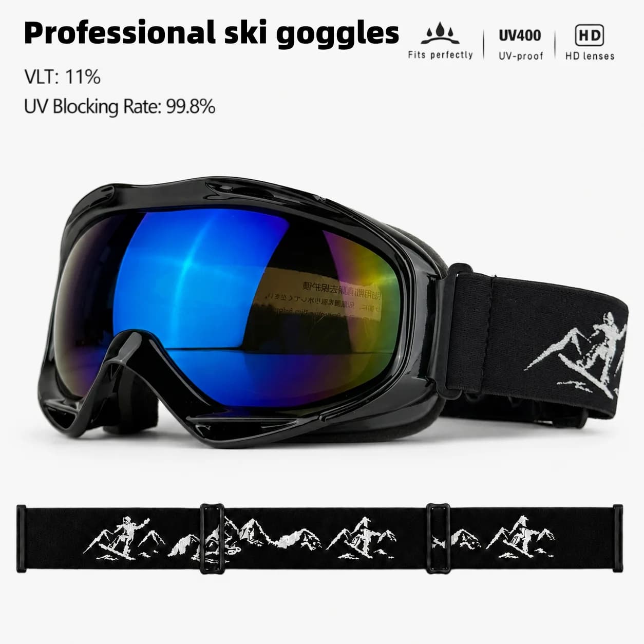 Professional Winter Ski Goggles, Anti-Fog & Windproof Ski Glasses, HD Lenses, Unisex for Men and Women