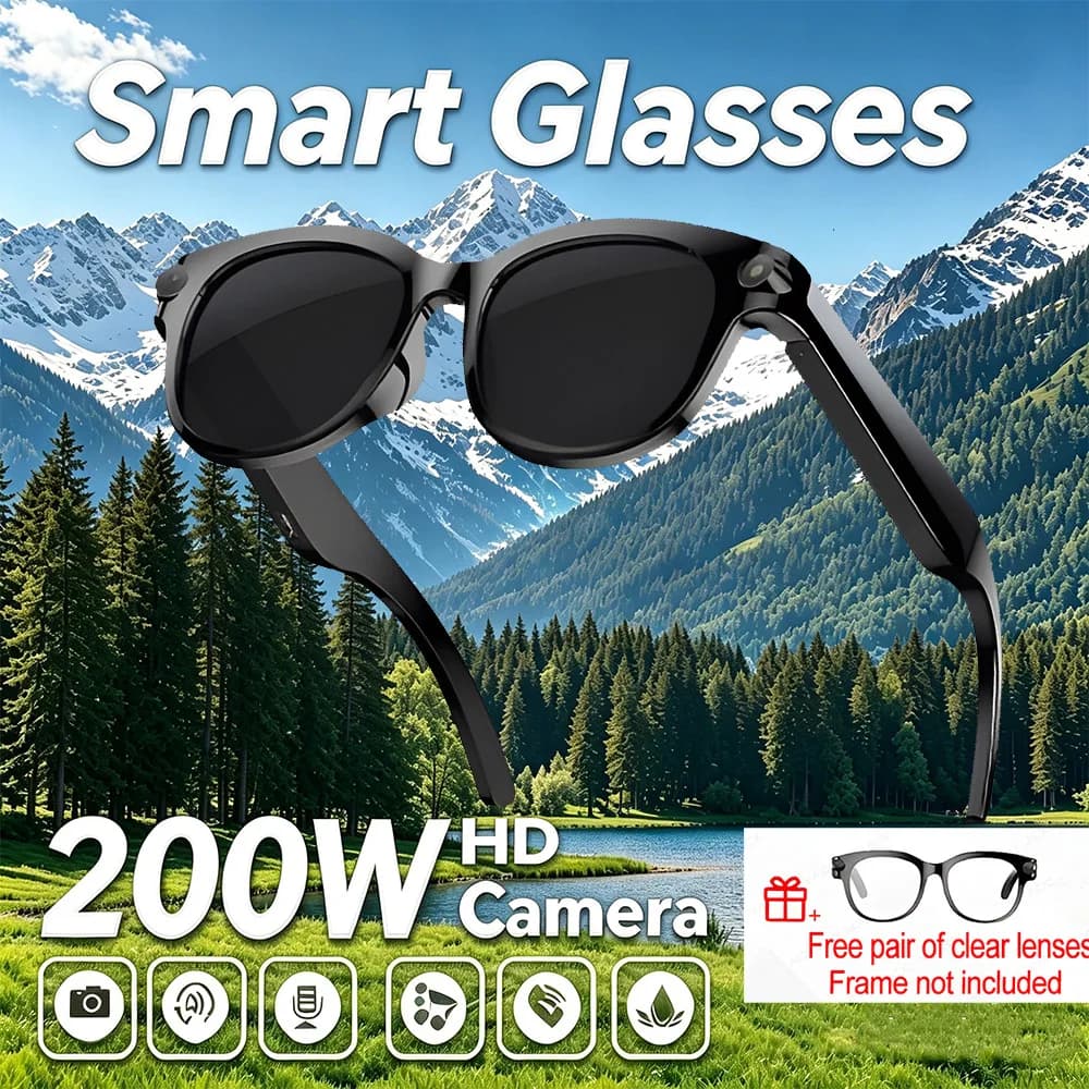 Occhiali Smart AI 2026 con Telecamera HD 200W a Prima Persone, Funzione Q&A AI Portatile, Traduzione Intelligente e Design Leggero