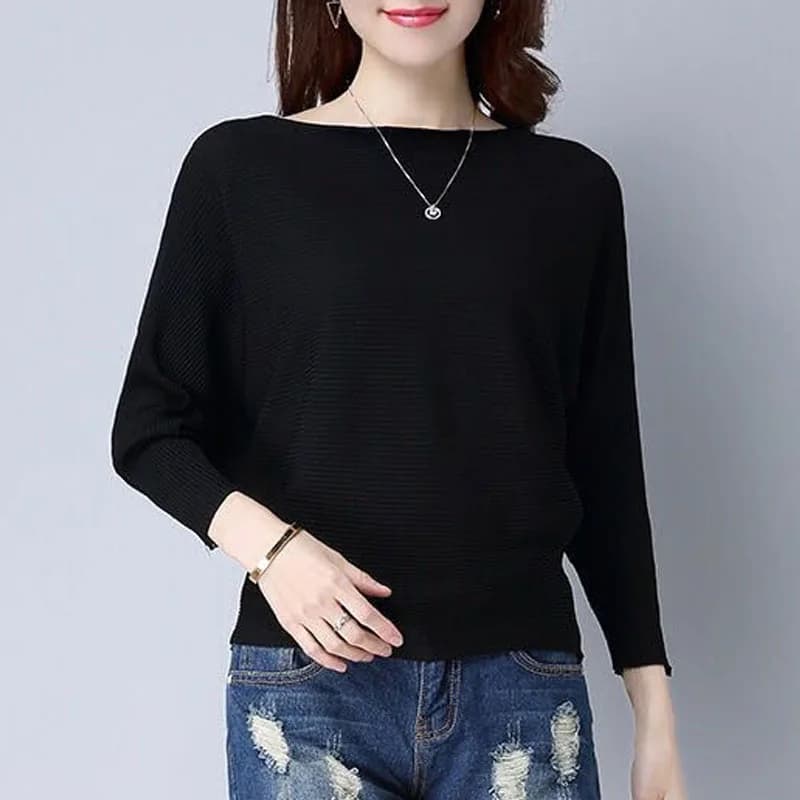 Maglioni da Donna, Pullover Lavorato a Maglia, Moda Manica Lunga con Scollo a Barca, Maglione Lavorato a Maglia, Top da Donna, Maglieria Q3367