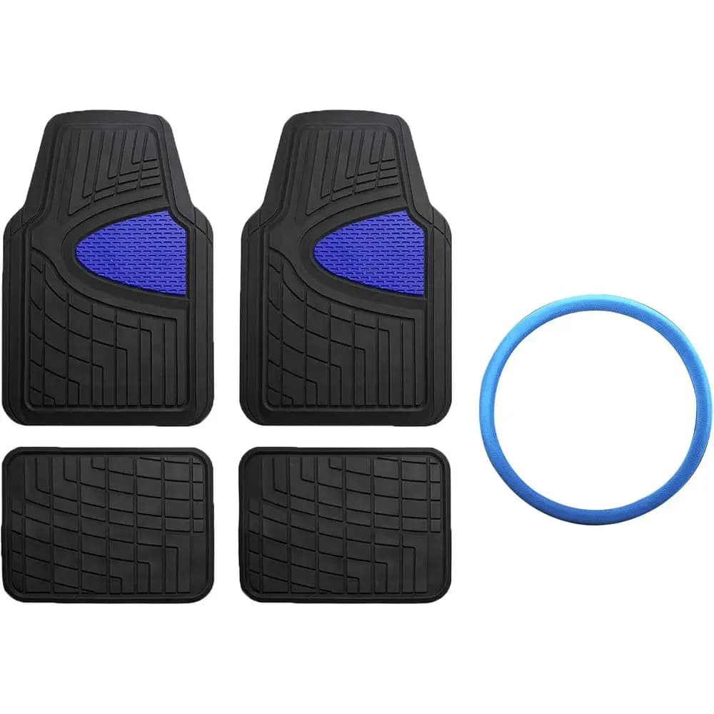 Coprisedili Auto Premium con Tappetini in Gomma a Canale Alto Ritagliabili e Coprivolante in Silicone a Serpente - Universali per Camion