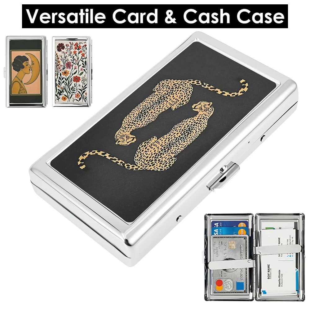 Vintage Metal Card Case Stainless Steel Cash Storage Box with Snap Closure Versatile Metal Cigarette Case Rebellious Card Box wallet card holder luxury