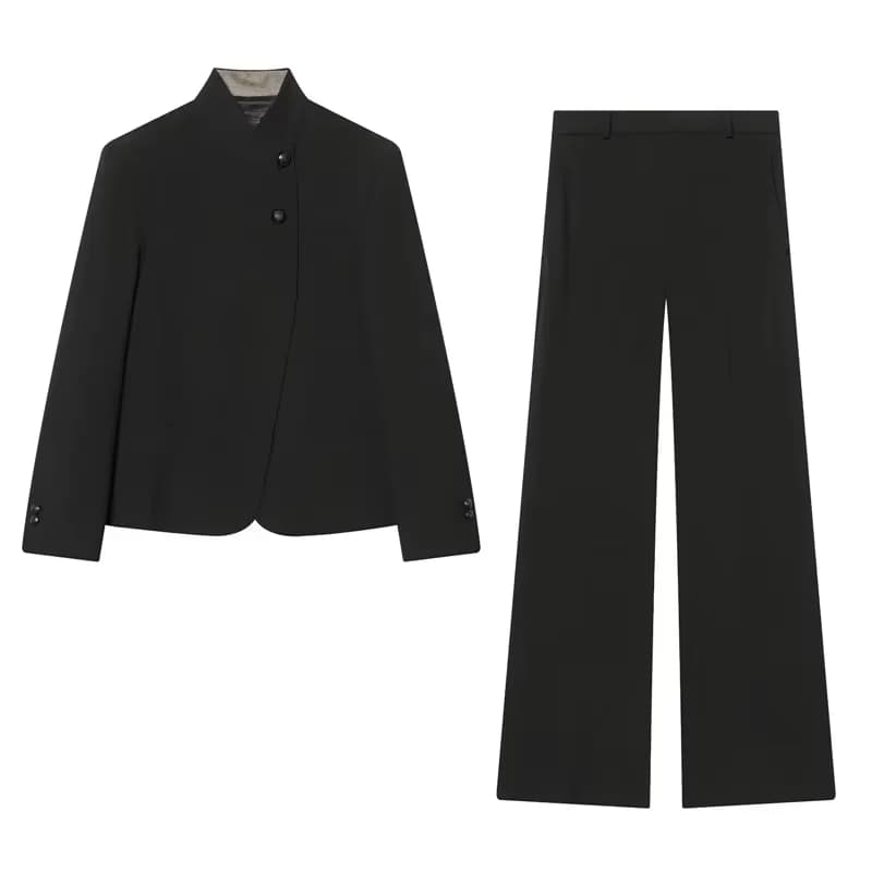 Jenny&Dave Giacca Minimalista alla Moda per Donna, Blazer Nero, Completo Due Pezzi con Pantaloni, Tailleur Femminile