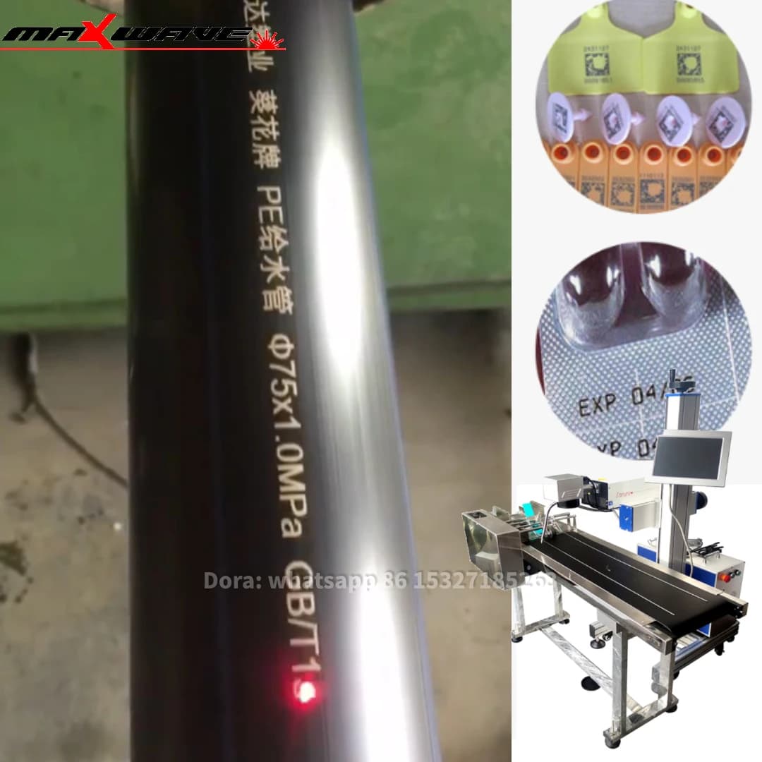High Speed Flying Laser Marking Machine Automatic Focus for Plastic Bags Glass Water Bottle Laser Tube Engraving Laser UV Co2