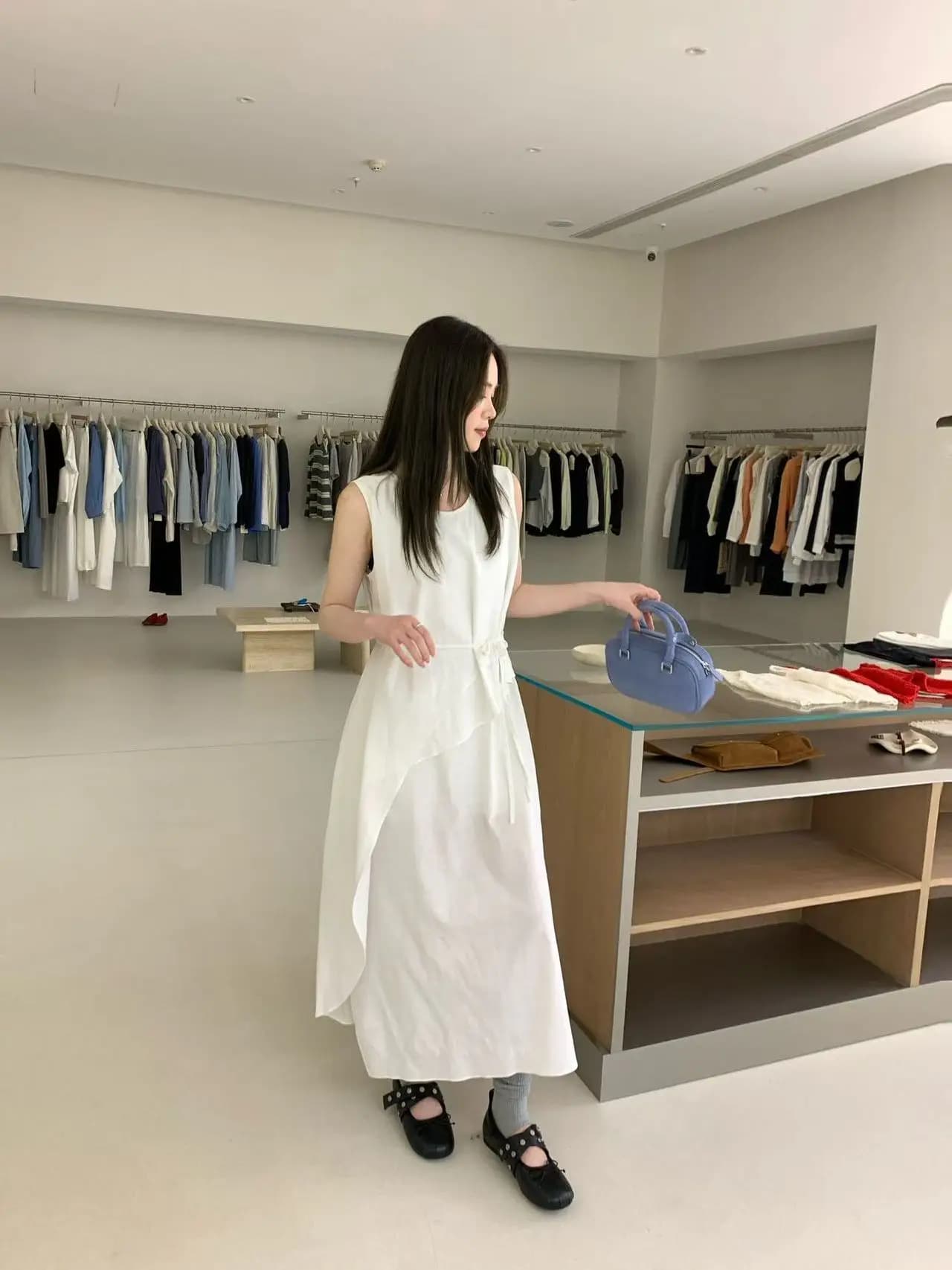 LilianLegacy Abito Gilet Senza Maniche Stile Coreano Semplice e Versatile da Donna, Vita Alta, Linea ad A, per l'Estate e l'Uso Quotidiano