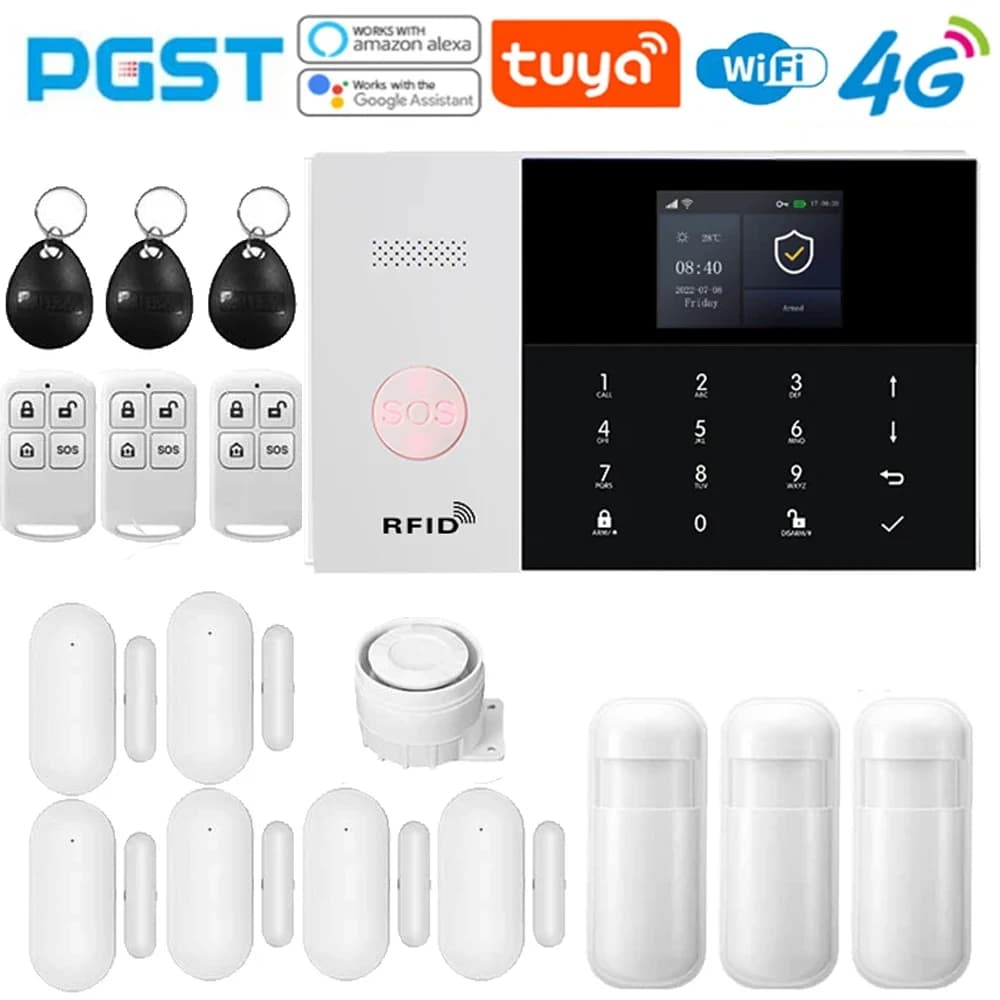 Allarme antifurto per casa intelligente Tuya 4G, WIFI, un sistema di allarme sicuro per la vita domestica facile da usare che collega tutti gli accessori con sensori 433 MHz
