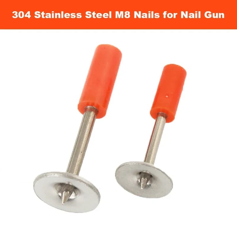 100 PZ M8 Chiodo In Acciaio Inox 27mm/32mm/42mm Chiodo Rotondo/Navato per 7.3mm/8.5mm Pistola Sparachiodi Pneumatica Per Soffitto Peg Fisso strumento