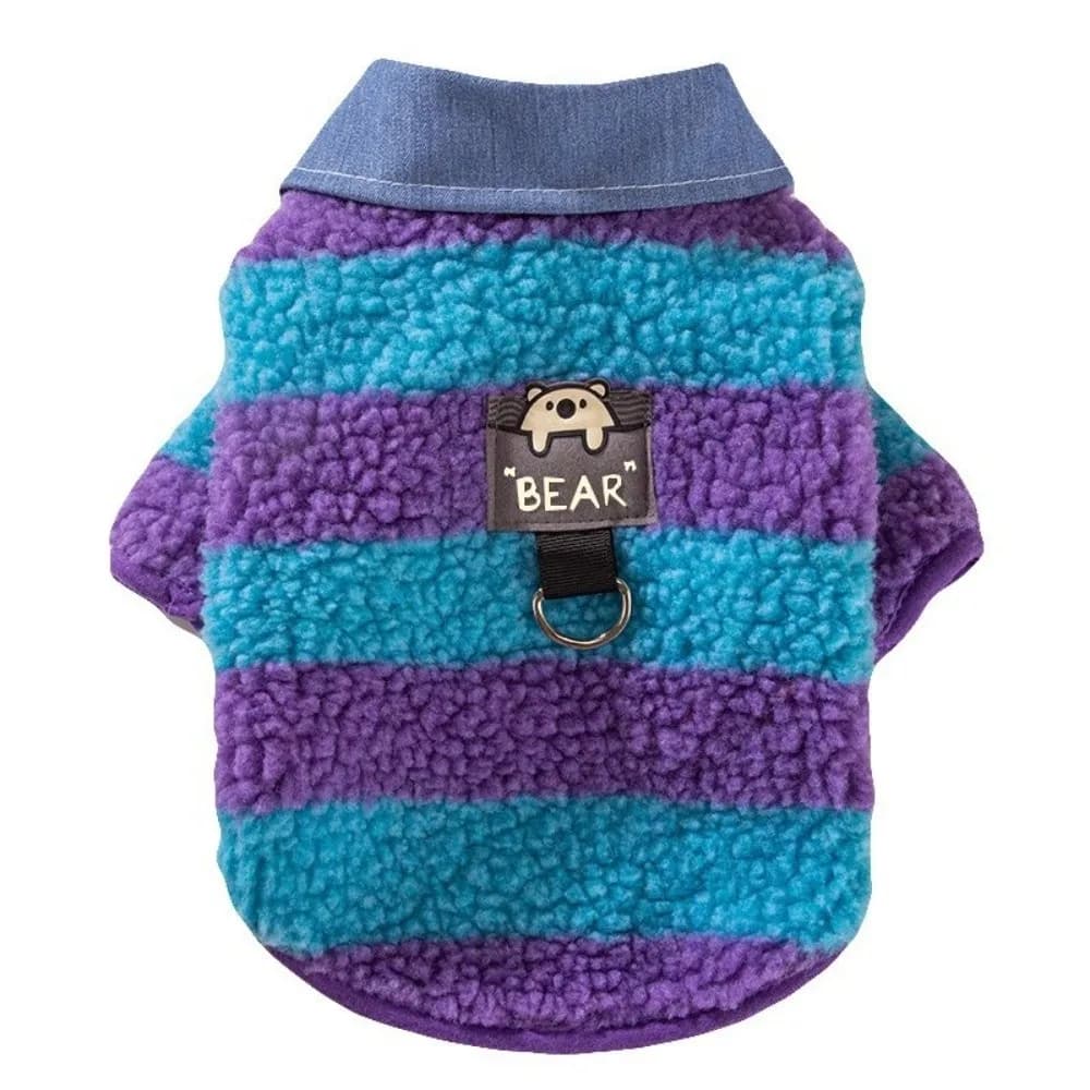 Grazioso Collare in Denim per Cani, Cappotto Antivento Imbottito, Gilet a Righe Caldo per Cuccioli di Taglia Piccola e Media