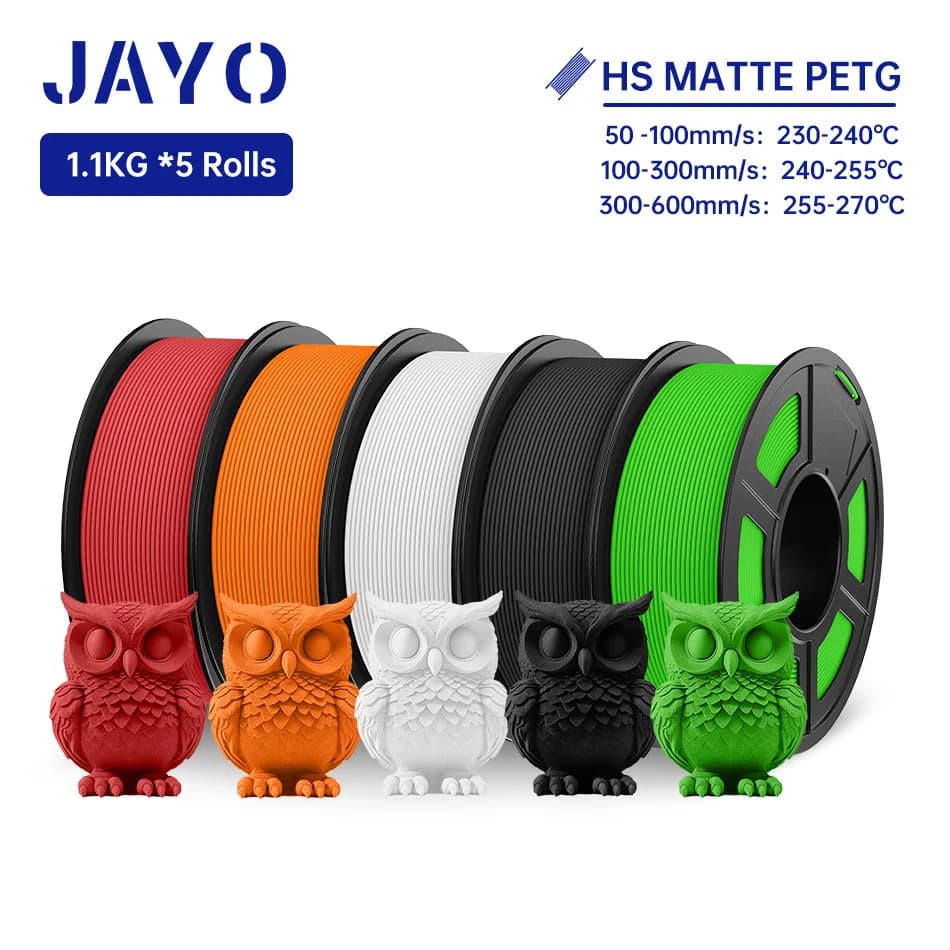 3D JAYO PETG High Speed 3D PETG 3D Printer Filament 1,75 mm 5 rolls 3D Printing material with high flow fast matt effect