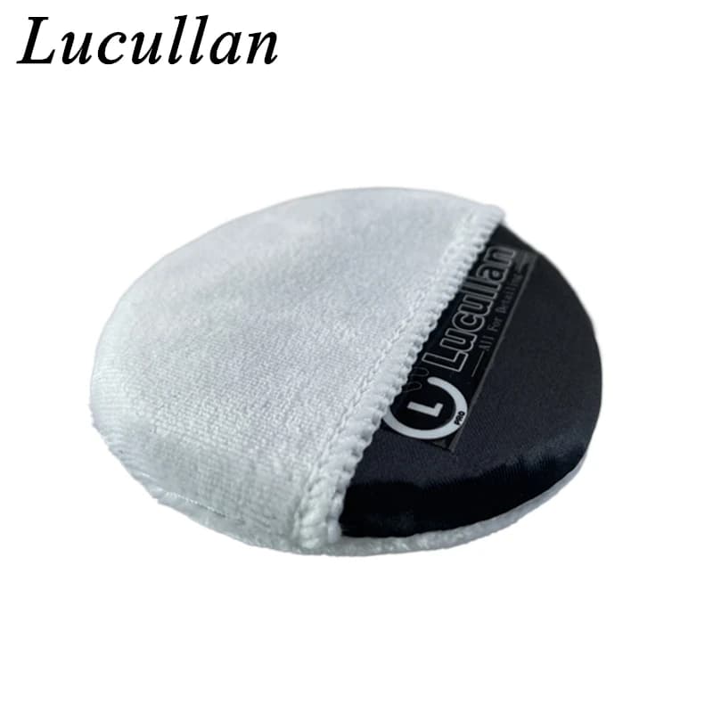 Lucullan Mini Pocket Microfibra Spugna lucidante per cera per auto Applicatore di rivestimento in raso scamosciato bianco super fine