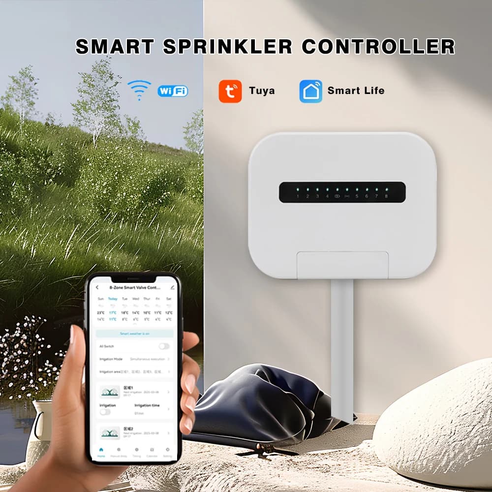 Controller per irrigazione intelligente per interni WiFi a 8 stazioni e sistema di irrigazione con elettrovalvola Il telecomando tramite telefono funziona con Alexa