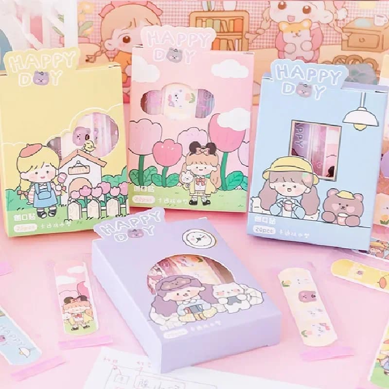 20 pz/lotto Cute Kawaii Cartoon Patterned bende adesive in gesso Patch di pronto soccorso Bandaids Kit di emergenza cerotto per ferite per bambini