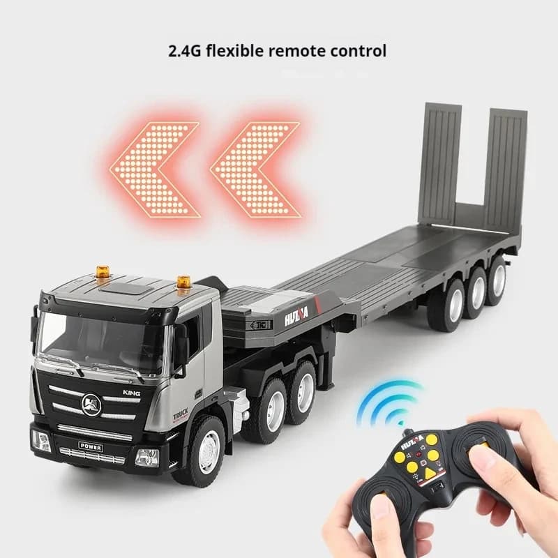 Huina 1318 Camion Pianale RC Modello 9 Canali 1:24 Veicolo Ingegneristico in Lega 2.4G Auto Radiocomandata con Rimorchio Giocattolo per Ragazzo Regalo