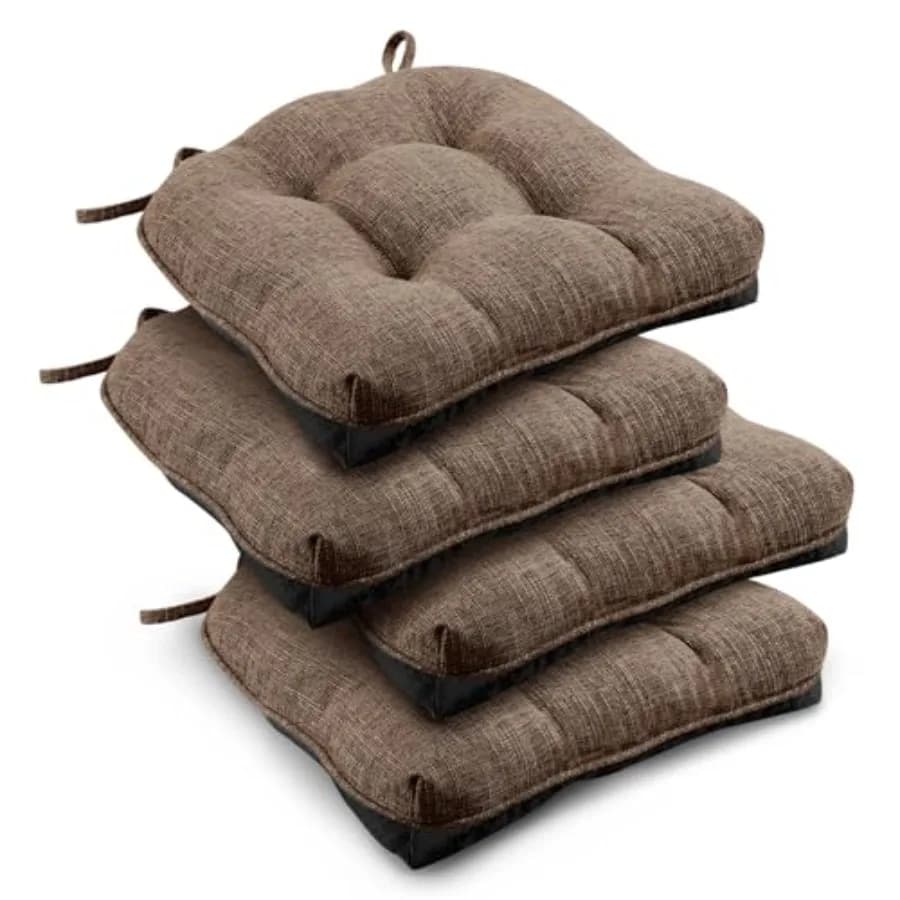 Interior cushions, padded and quilted, with textures, for kitchen chairs, with laces and non-slip base, 16,5 x 16
