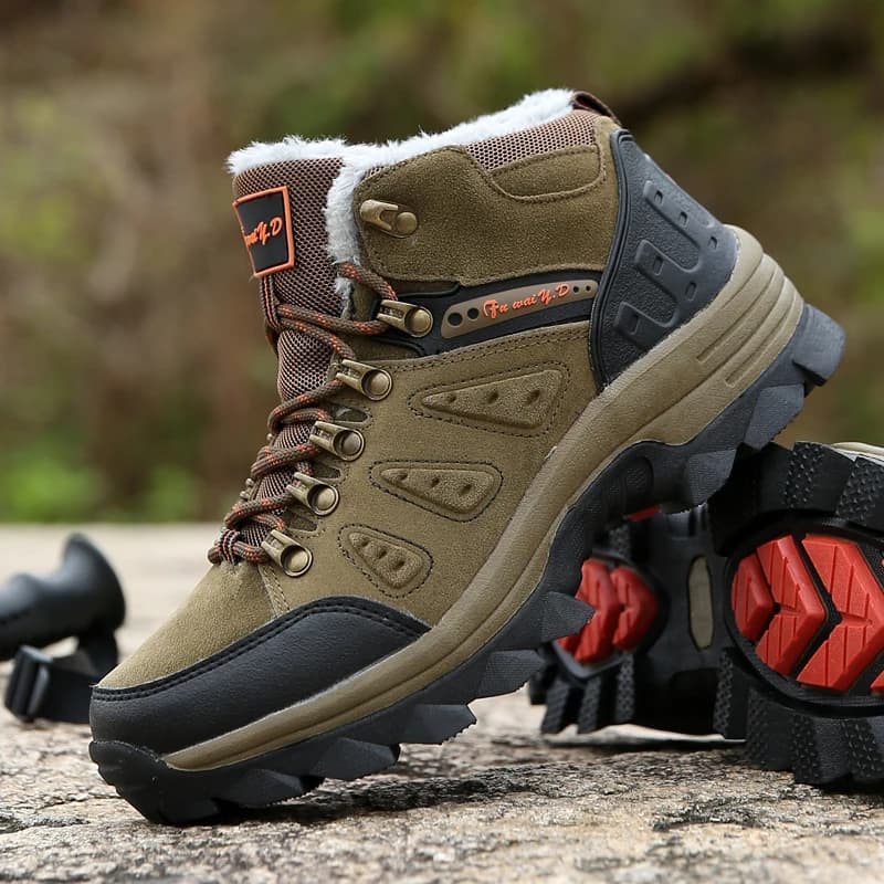 Scarponi da trekking invernali da uomo alti - Isolamento in peluche antiscivolo Durevole adatto per il design di scarpe da trekking da campeggio per avventure all'aria aperta