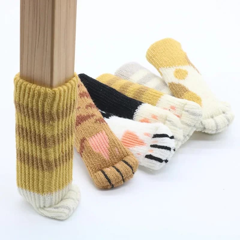 Calzini per sedie da 24 pezzi, cuscinetti per gambe da tavolo fantasia con design carino di zampe di gatto, mobili affidabili e protezione per il pavimento