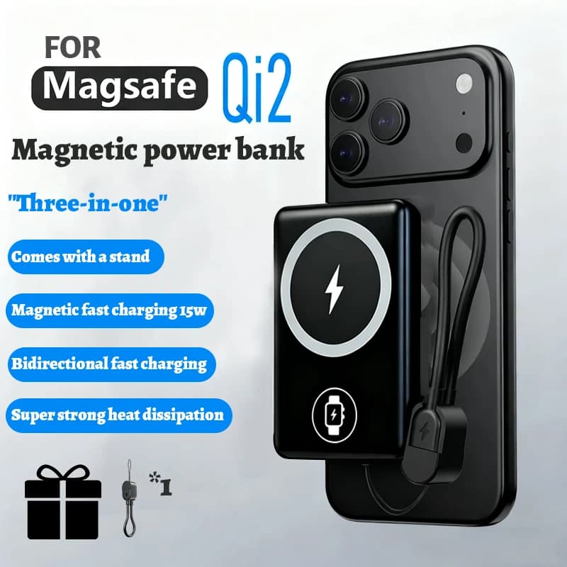 Power Bank Magnetico One Snap to Charge - Ricarica Rapida 20W, Compatibile con MagSafe, Design Compatto per iPhone, Apple Watch e AirPods