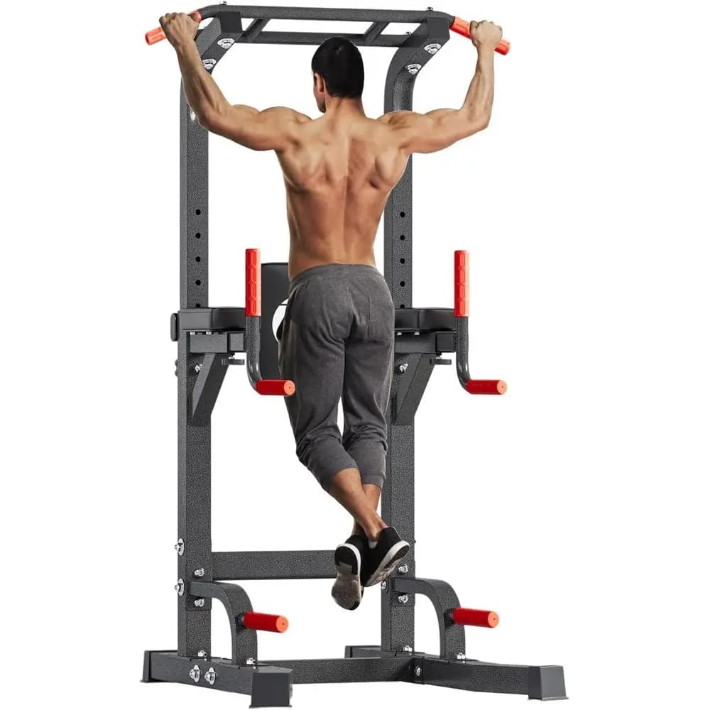Power Tower Pull Up Bar Dip Station, Attrezzo Multifunzione Autoportante per Trazioni o Palestra Domestica con Altezza Regolabile a 7 Livelli, Multifunzione