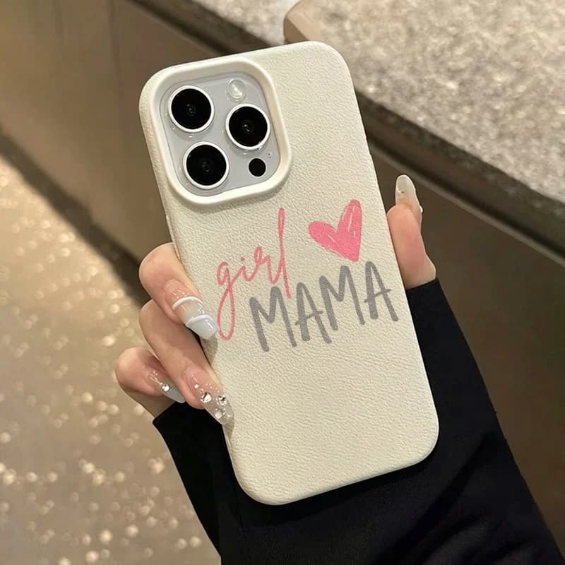 Mom Letter Patter Heart Phone Case For iPhone 17 16 15 Pro Max 14 Plus 13 12 11 Plus Air Matte Silicone Soft Cover