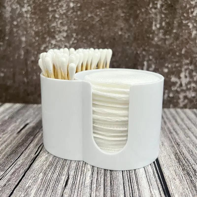 2-In-1 Cotton Swab Storage Box Plastic Makeup Organizer Cotton Pad Holder Double Hole Circular Dispenser Cosmetic Organization