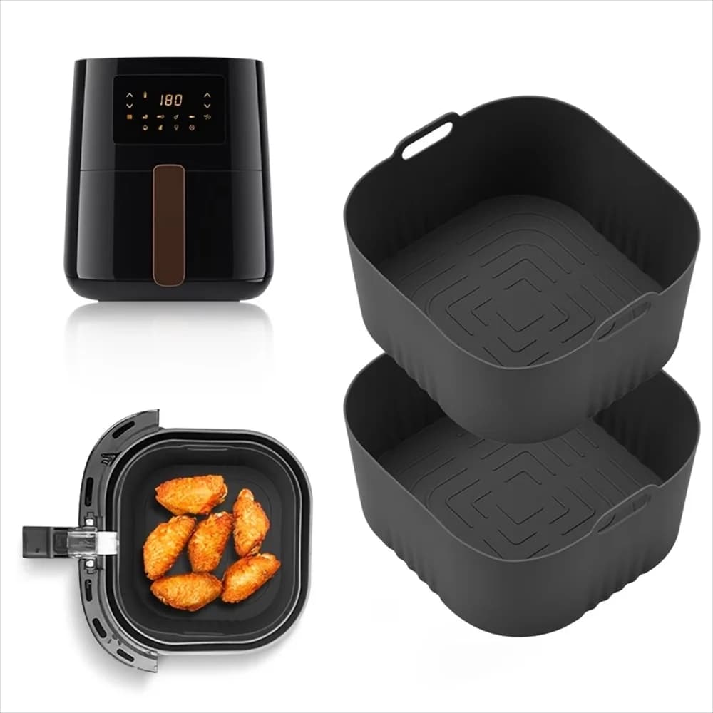 Teglia da forno quadrata riutilizzabile in silicone per friggitrice ad aria, stampo per pane con tappetino in silicone, stampo per torte per grill HD9252, HD9200 e HD9255