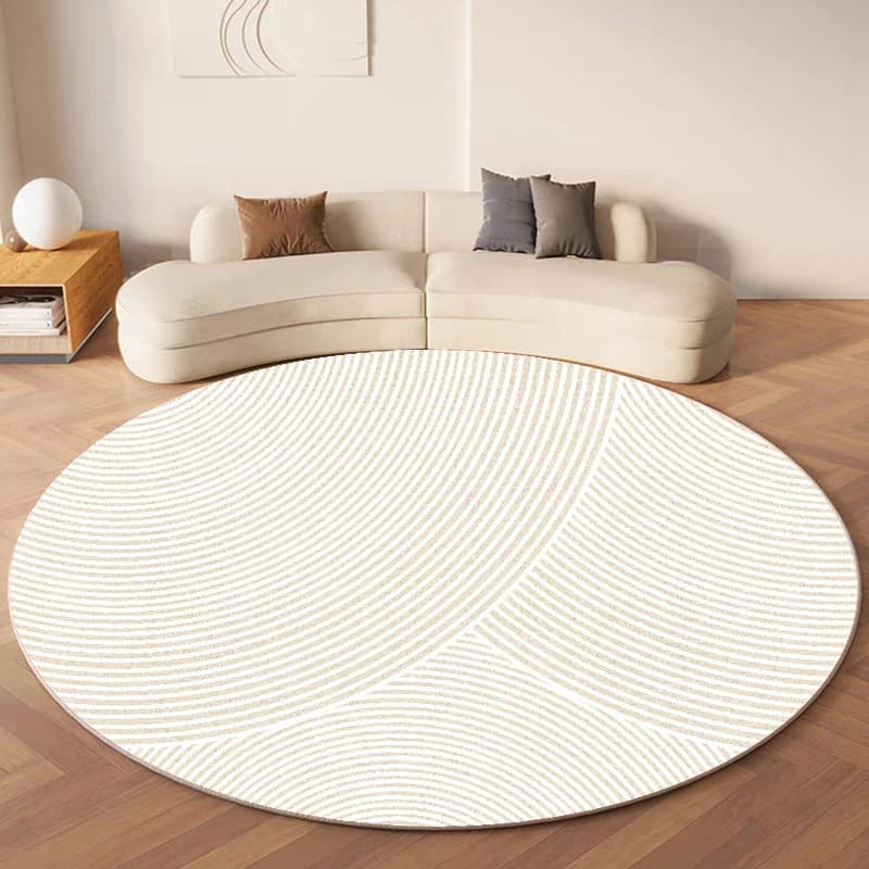 VIKAMA Cream Wind Round Carpet Non-Slip Silent Study Swivel Chair Cushion Living Room Bedroom Dresser Carpet Home Decoration