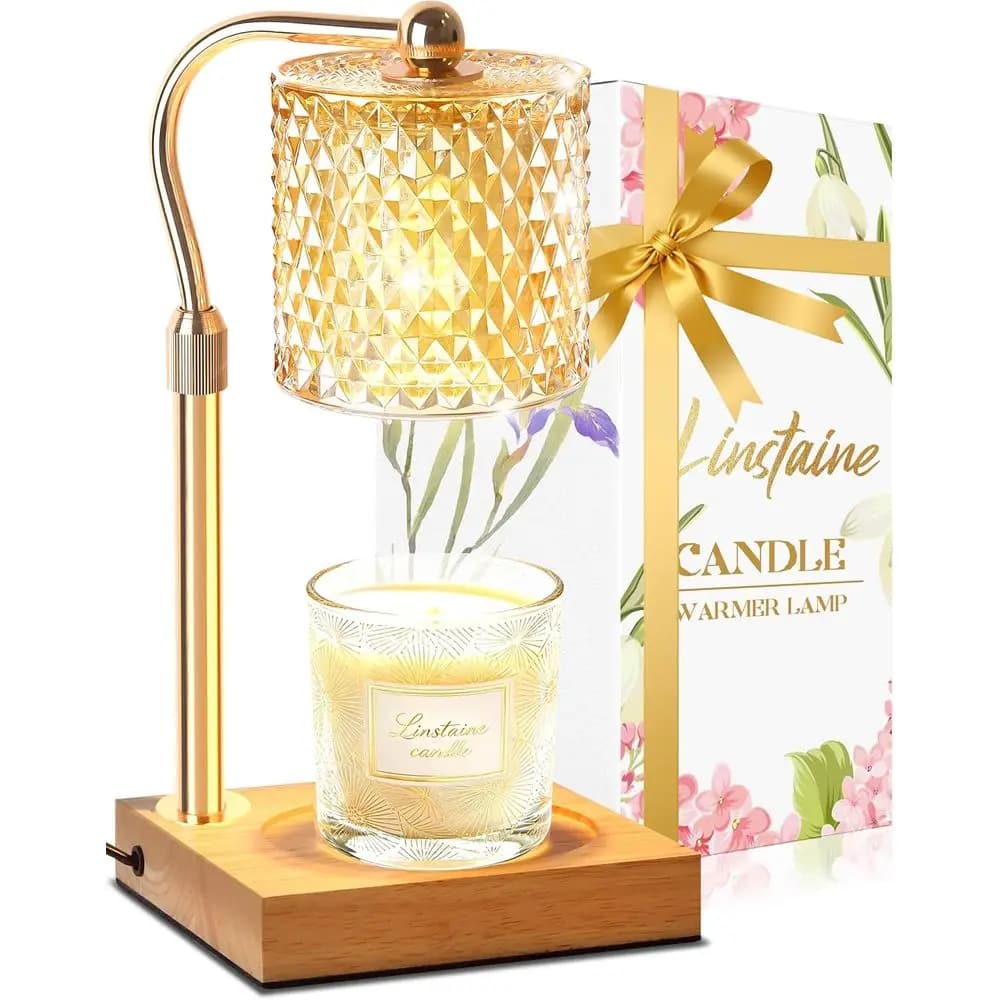 Scaldacandele Regolabile in Altezza con Timer e Dimmer, Perfetto per la Festa della Mamma, Regali di Compleanno, Arredamento Casa, Oro