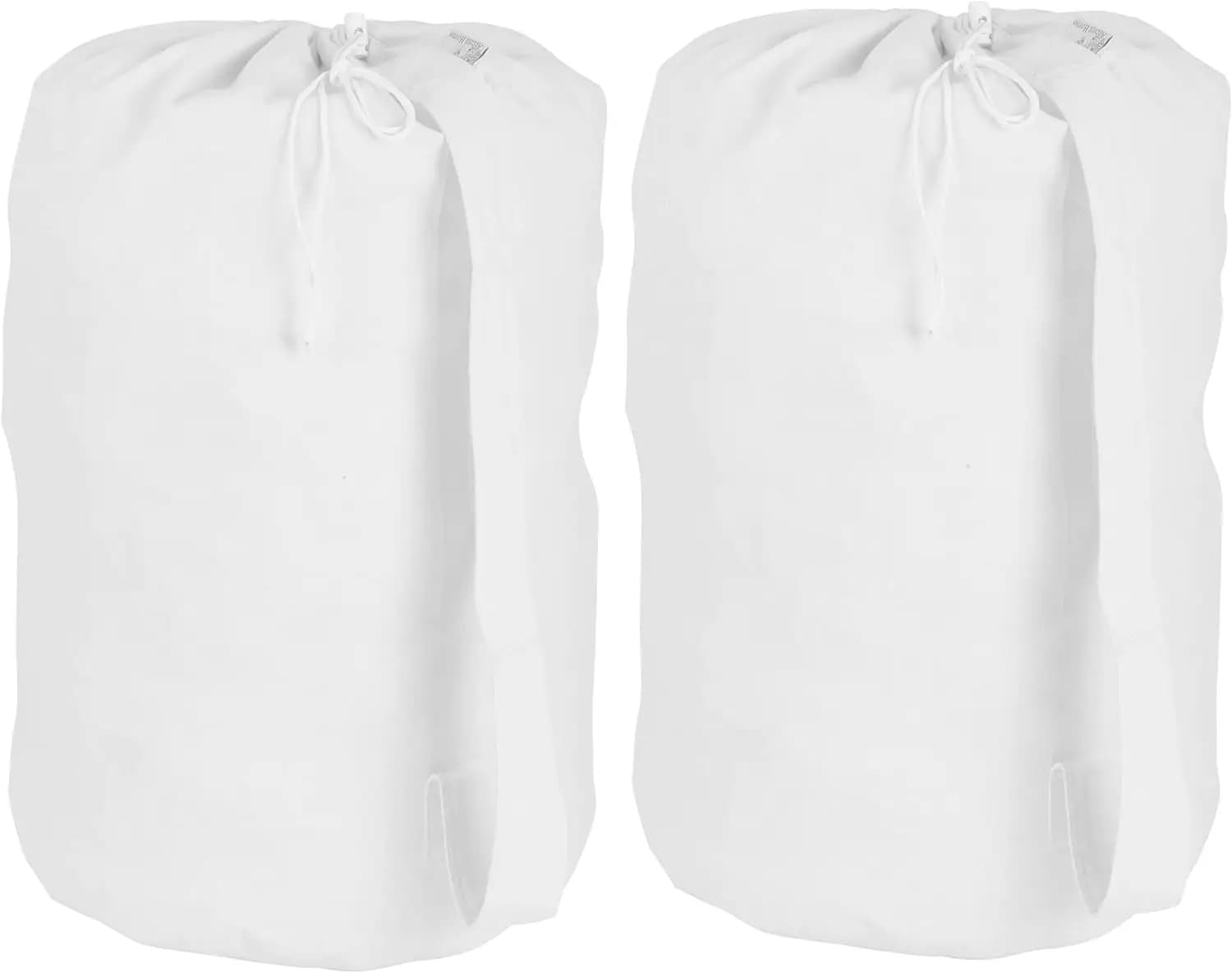 Large Canvas Laundry Bags 2 Pack with Drawstring, 15" x 28", Heavy Duty Travel Storage Bags, Washable Dirty Clothes Organizer for Home & College