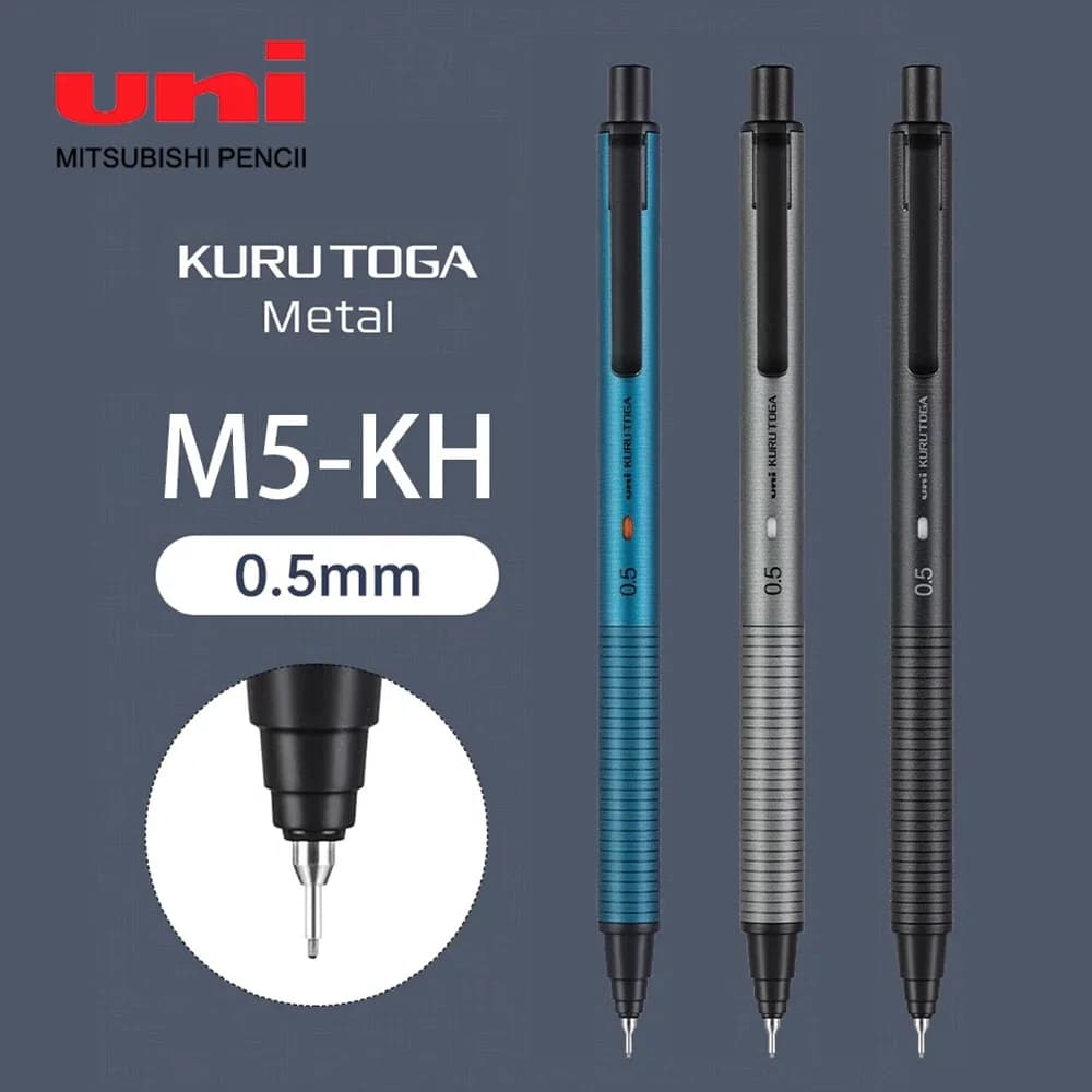 1pcs Japan Uni Mechanical Pencil KuruToga M5-KH Metal Pen Holder with Double Speed Continuous Lead Automatic Pencil Stationery
