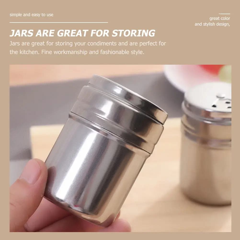 Set di 5 Barattoli per Spezie in Acciaio Inox, Contenitori per Condimenti da Cucina, Facili da Pulire, Riutilizzabili, per Mantenere la Freschezza