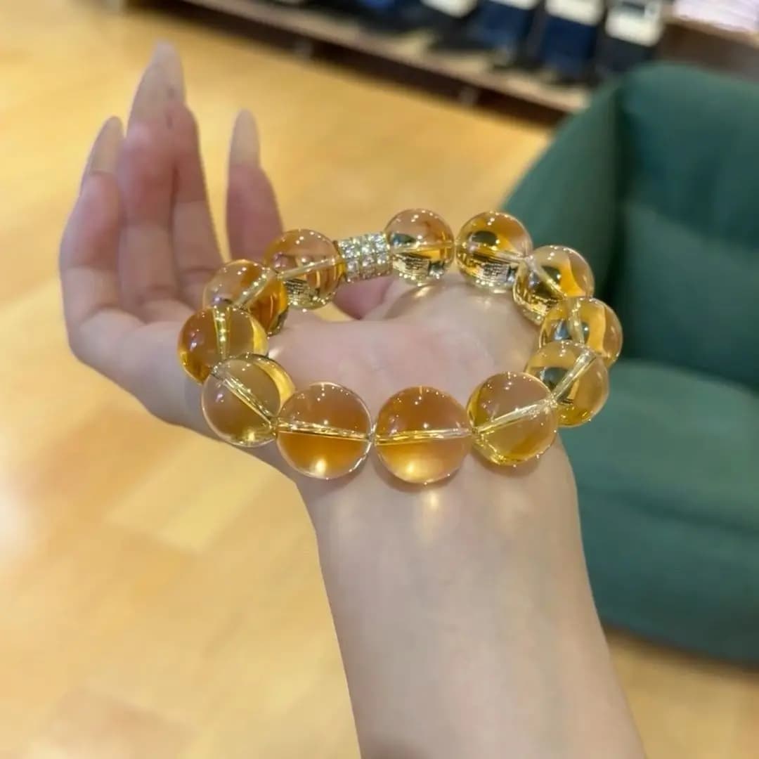 Bracciale che attira ricchezza in cristallo giallo per introversi, corda di trasferimento energetico dello stesso stile