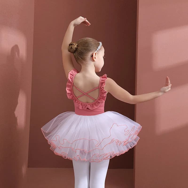 Costume da Danza Estivo in Cotone per Bambine, Abbigliamento da Pratica per Bambini, Gonna da Balletto, Outfit da Danza