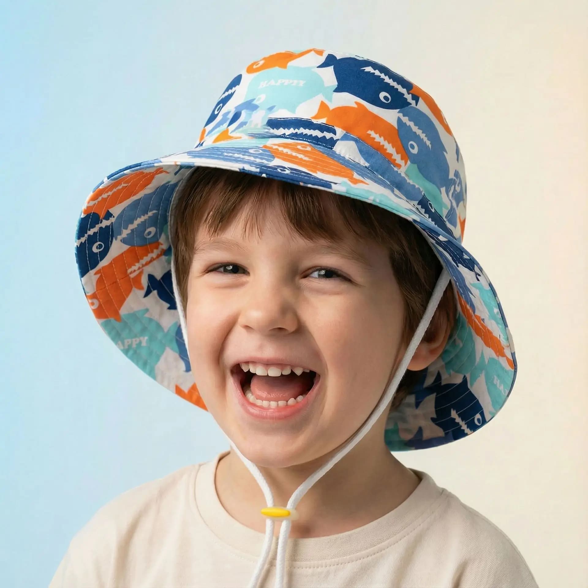 3-8YGerretto da pescatore per bambini - Primavera/Estate - Cappello per protezione solare per bambini per ragazzi/ragazze - Cappello da sole leggero in puro cotone per neonati
