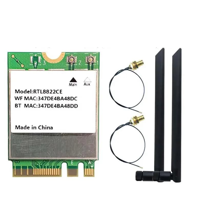 ABBG-RTL8822CE Scheda Wi-Fi con antenna 8DBI 1200Mbps Dual Band 2.4G/5G Bluetooth 5.1 Interfaccia M.2 per Windows 10/11
