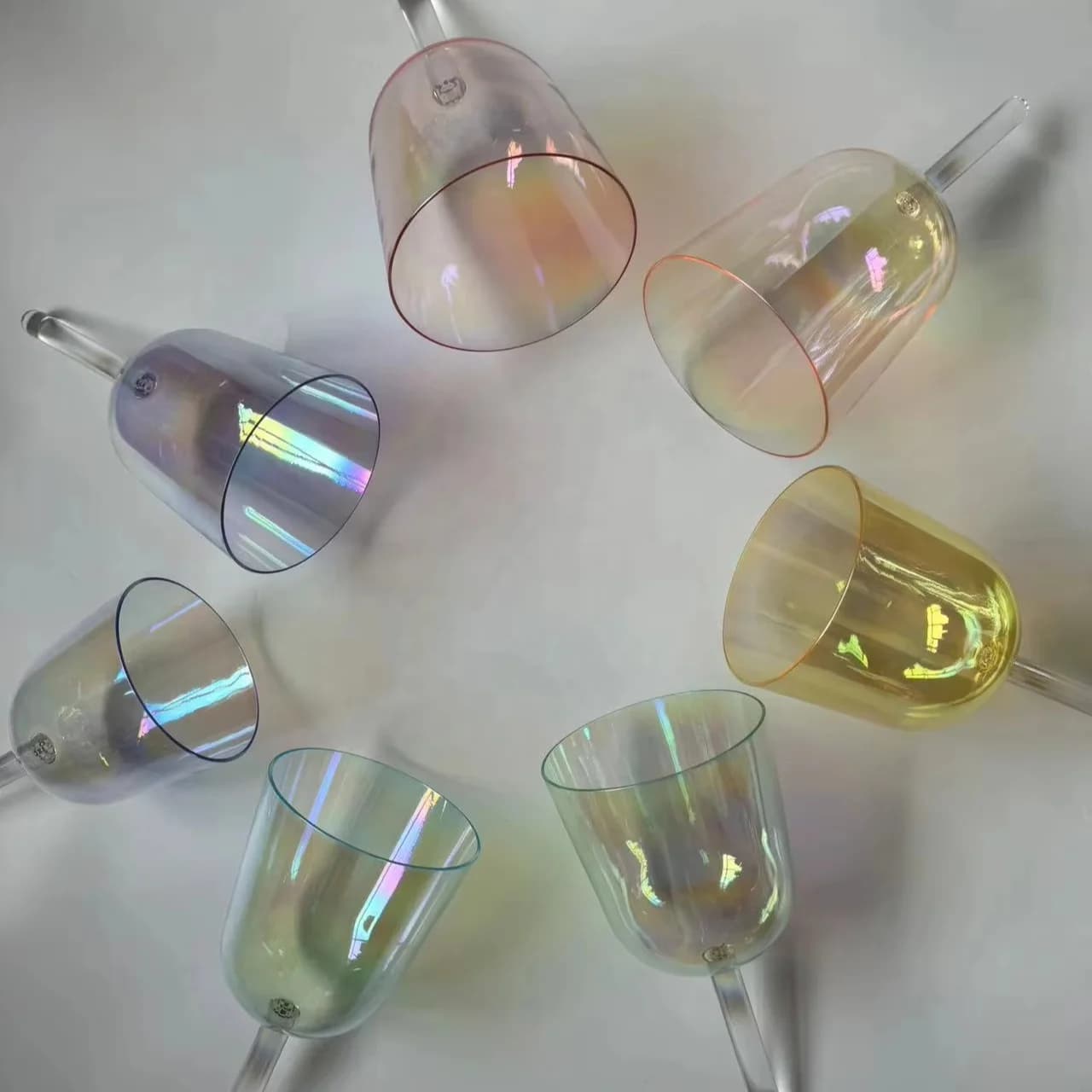 Cosmic Light 7-Color Quartz Singing Bowl Set Sound Healing Spiritual Bowl with Free Mallets Handle Design for Chakra Balance