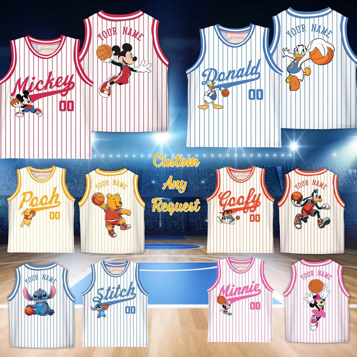 Nuova canotta da basket Disney estiva Mickey/Minnie, gilet sportivo oversize traspirante ad asciugatura rapida, maglietta sportiva casual per bambini/adulti